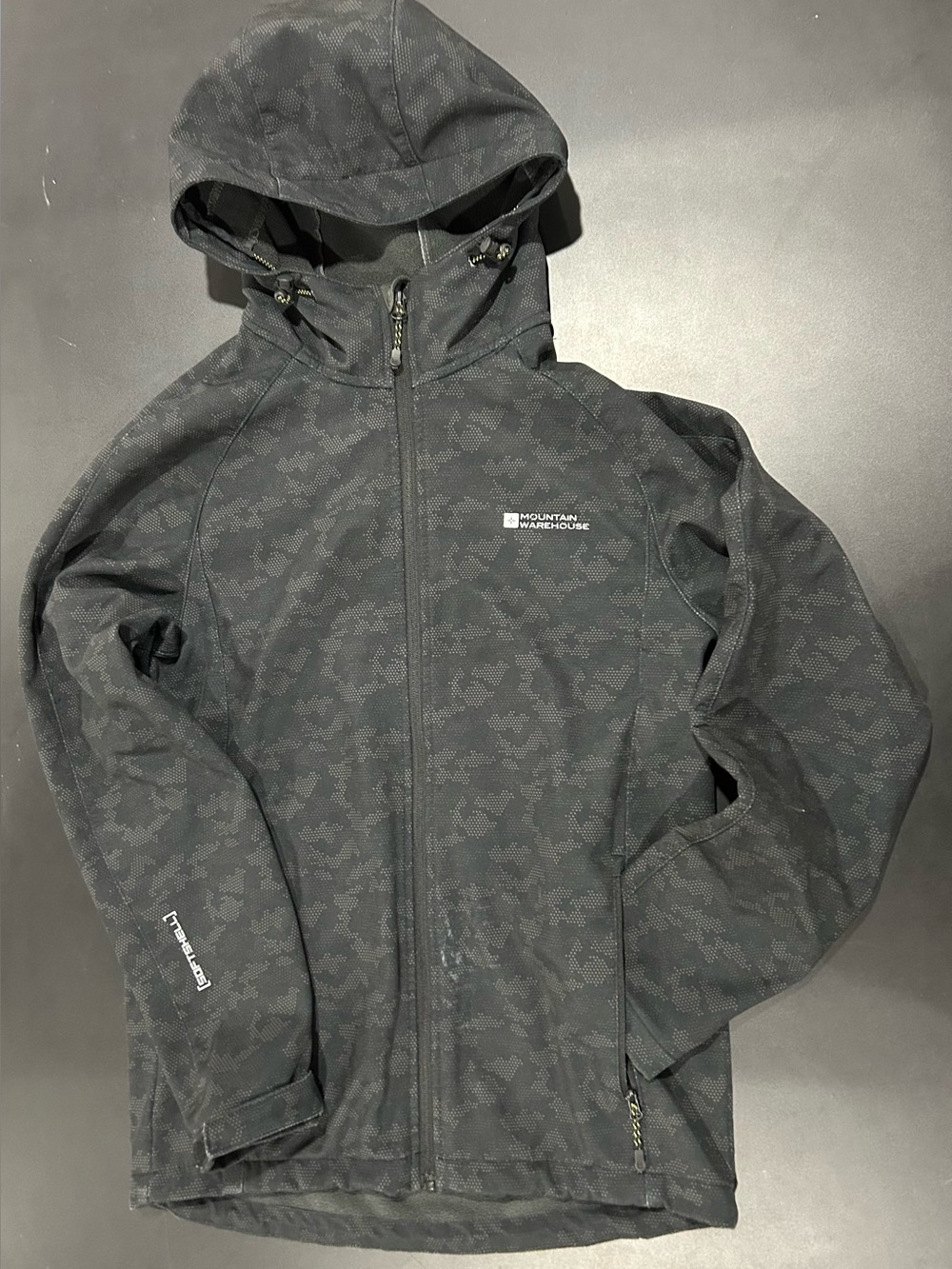 Black Camo Hooded Softshell Jacket - Picture 1 of 6